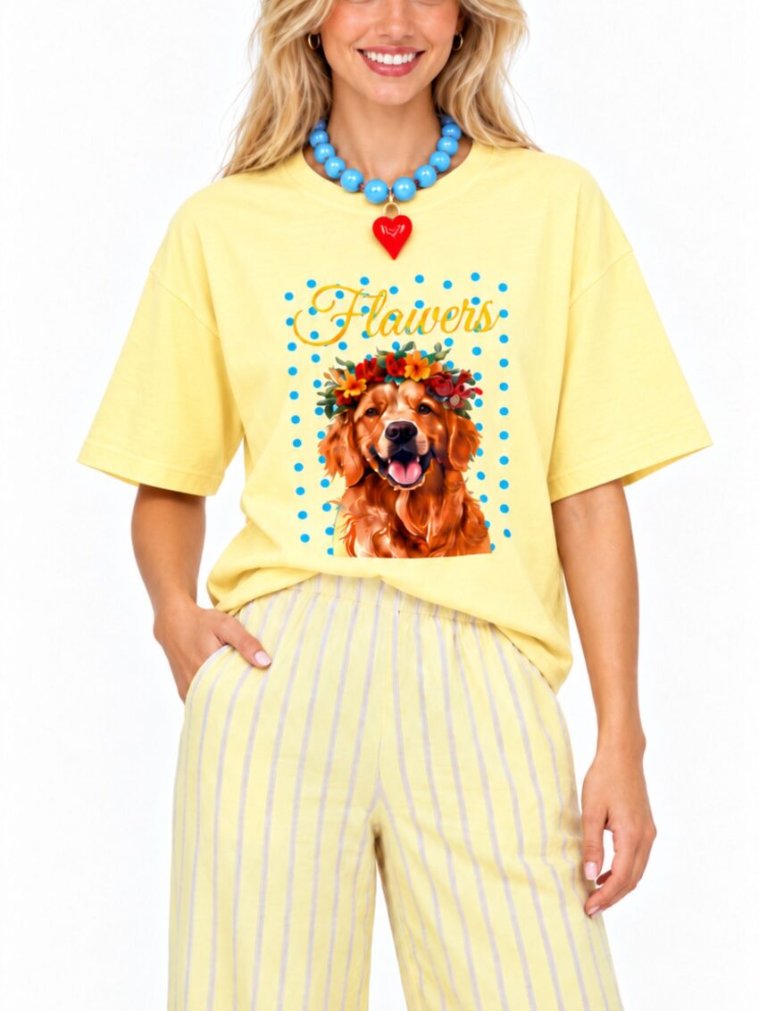 REMERA DOG FLOWERS